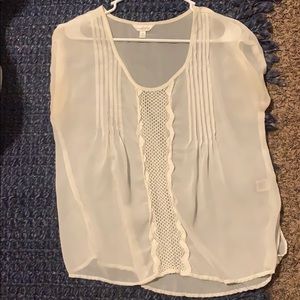 See through white sheer top